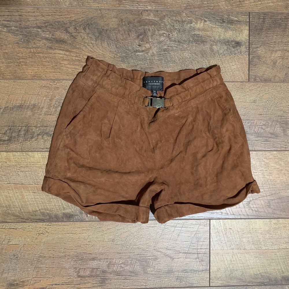 Sanctuary Brown Leather Shorts